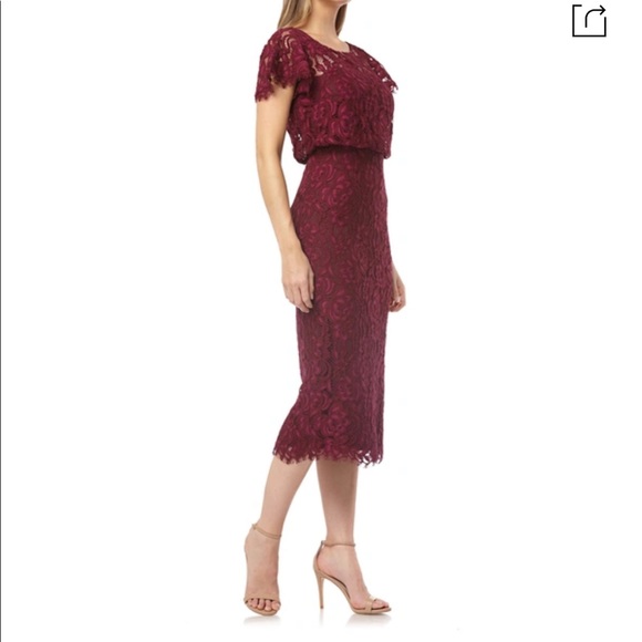 Beautiful!! JS collection Embroidered Lace Blouson Cocktail Dress - Berry - Picture 6 of 10